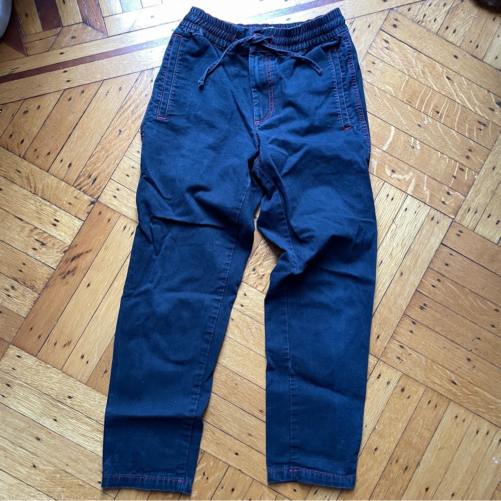 Topman Black TaperedJoggers Red Stitching SZ Small